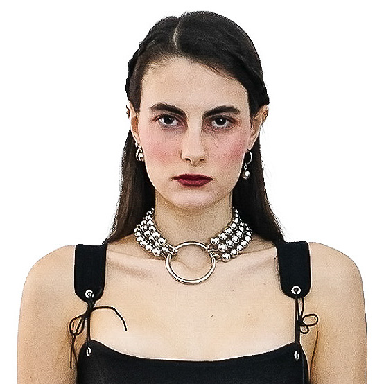 Choker triple perlas con arandela