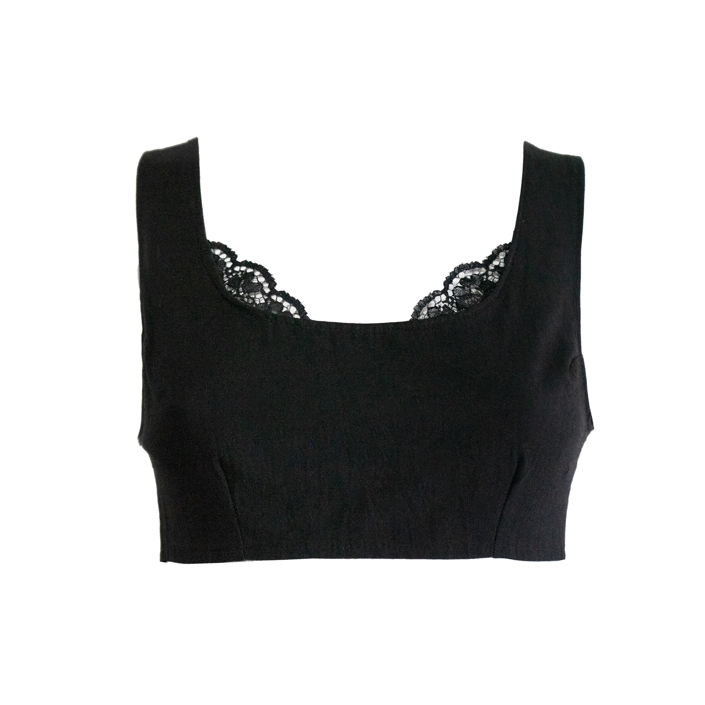 Top de tusor con puntilla negro